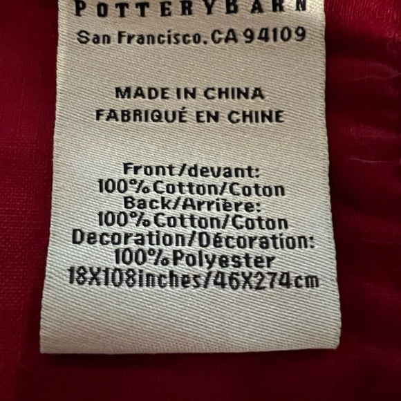 Pottery Barn red & white runner Christmas/Holiday/Valentines 
18” x 108” - Picture 4 of 5